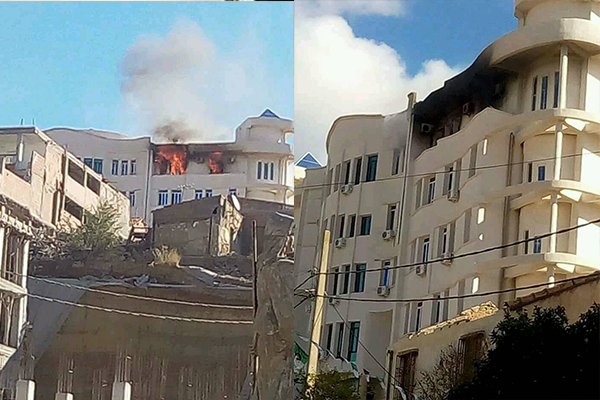 حريق مهول في مكتب رئيس بلدية البويرة