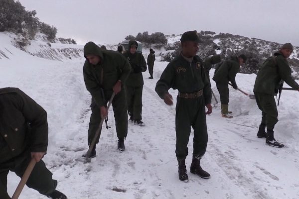 أفراد الدرك الوطني يزيحون الثلوج عن الطرقات