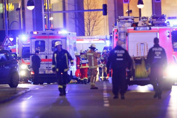 Police and emergency workers are at the site of an accident at a Christmas market in Berlin