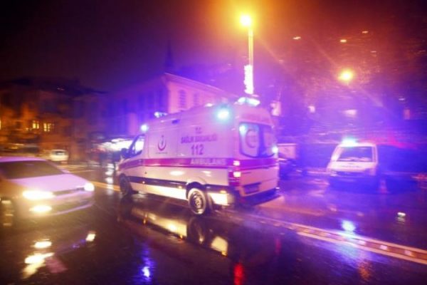 Ambulance car drives next to nightclub in Istambul
